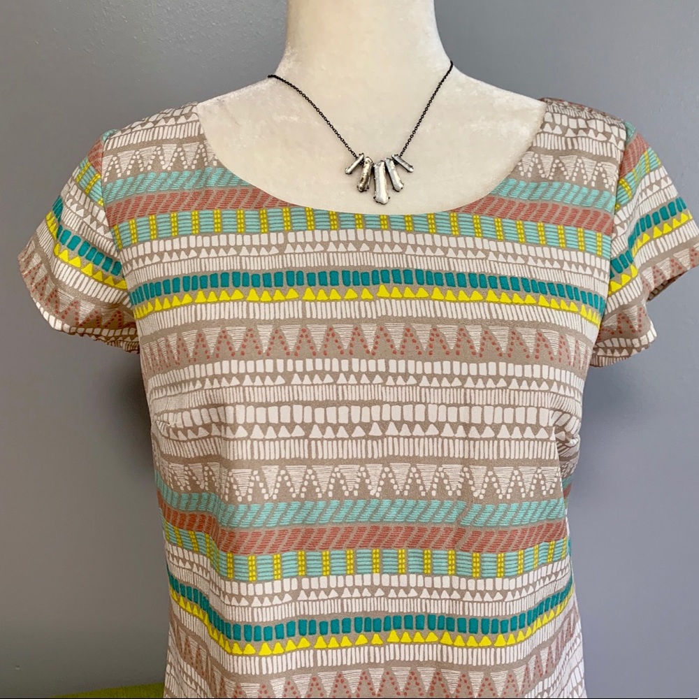 As U Wish Geometric Striped Shift Dress D2 - Picture 2 of 8